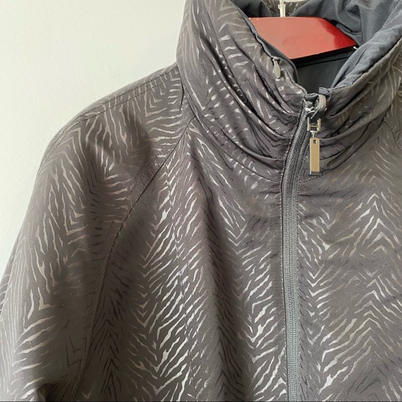 Jacques Vert women’s reversible black zebra trench zip away hood rain coat - L - Picture 4 of 12